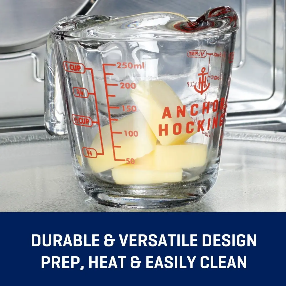 Durable Glass Measuring Cup 4 Cup Microwave Dishwasher Safe Easy Read Red Markings Precision Cooking Baking and Mixing