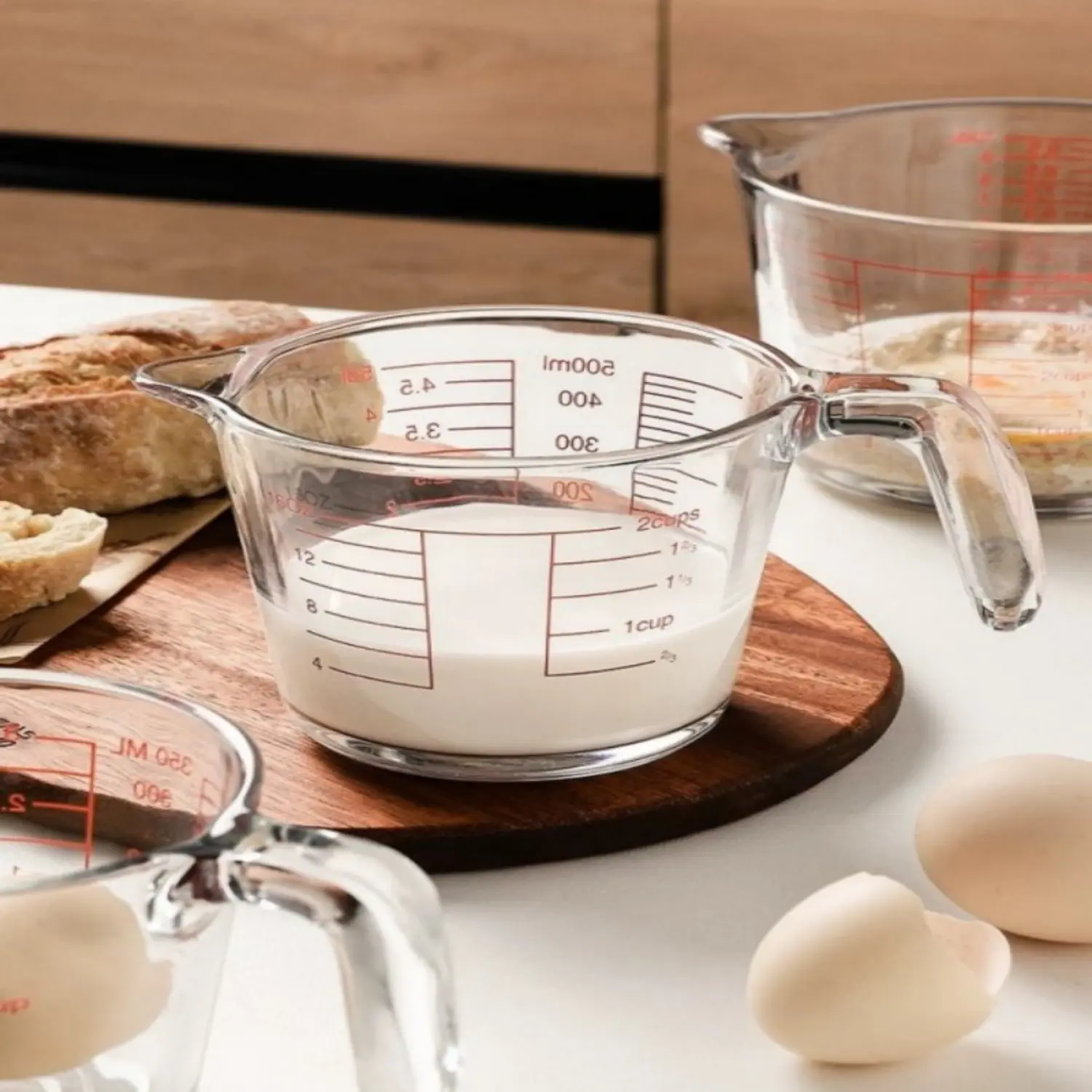 500ml Heat-Resistant Glass Measuring Cup, Precise Scale, Microwave & Oven Safe, Ergonomic Handle
