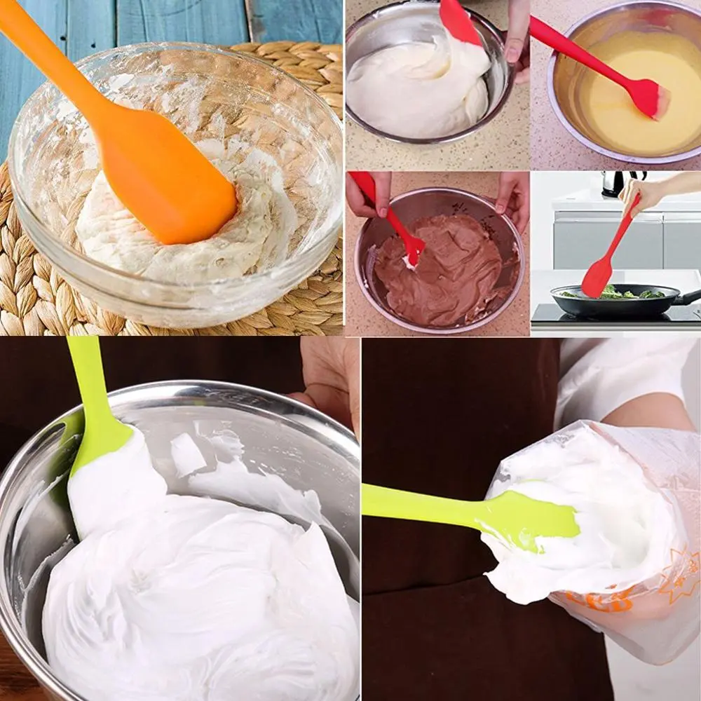 Silicone Spatulas Non-Stick Flexible Rubber Cake Cream Butter Spatula Heat Resistant Scraper Baking Spoon Cooking Mixing Tool