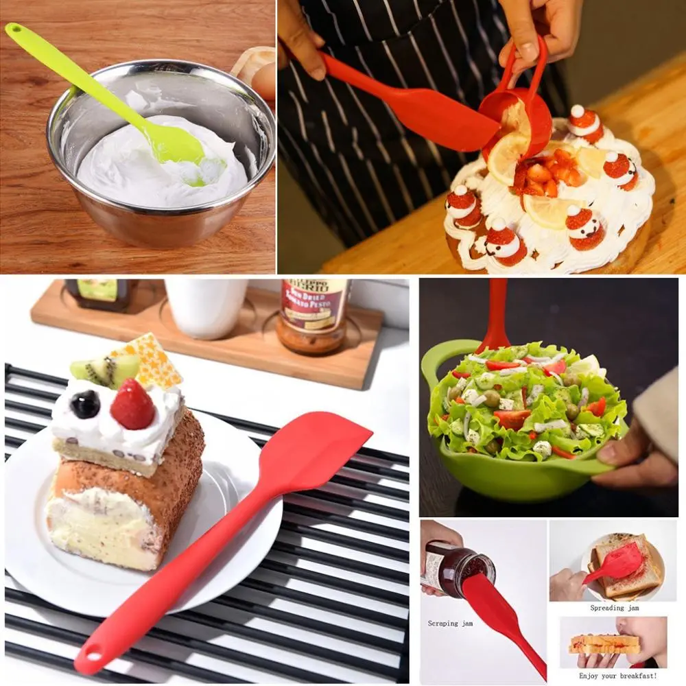 Silicone Spatulas Non-Stick Flexible Rubber Cake Cream Butter Spatula Heat Resistant Scraper Baking Spoon Cooking Mixing Tool