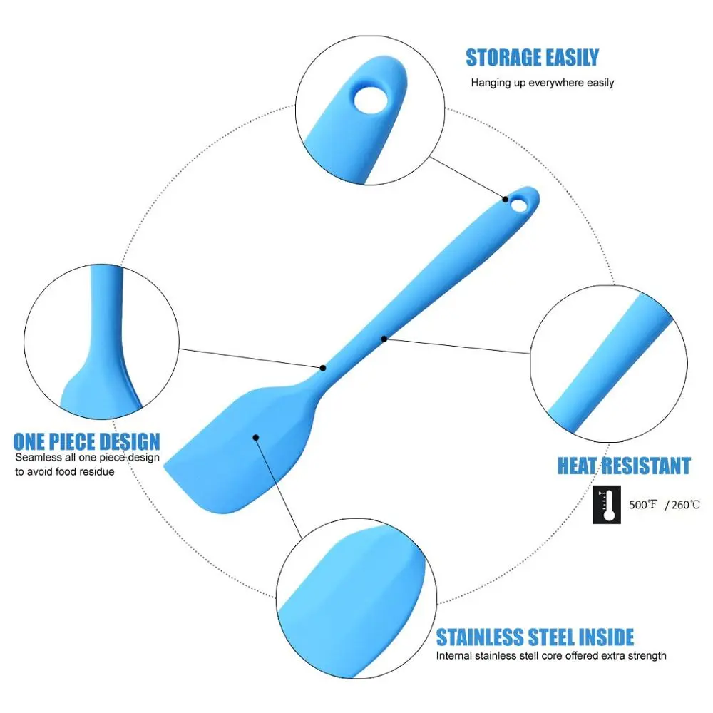 Silicone Spatulas Non-Stick Flexible Rubber Cake Cream Butter Spatula Heat Resistant Scraper Baking Spoon Cooking Mixing Tool