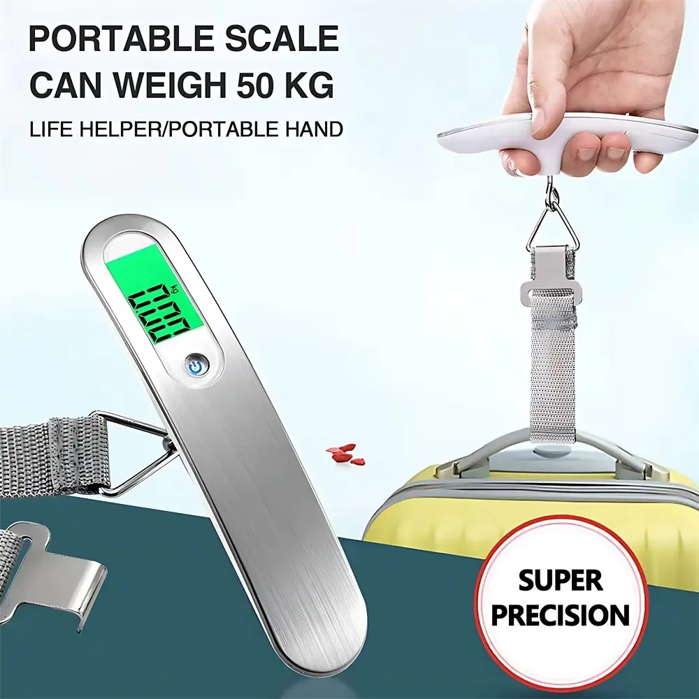 Portable High Precision Scale Digital LCD Display Suitcase Travel Bag Hanging Steelyard Hook Balance Scale Tools 110lb/50kg