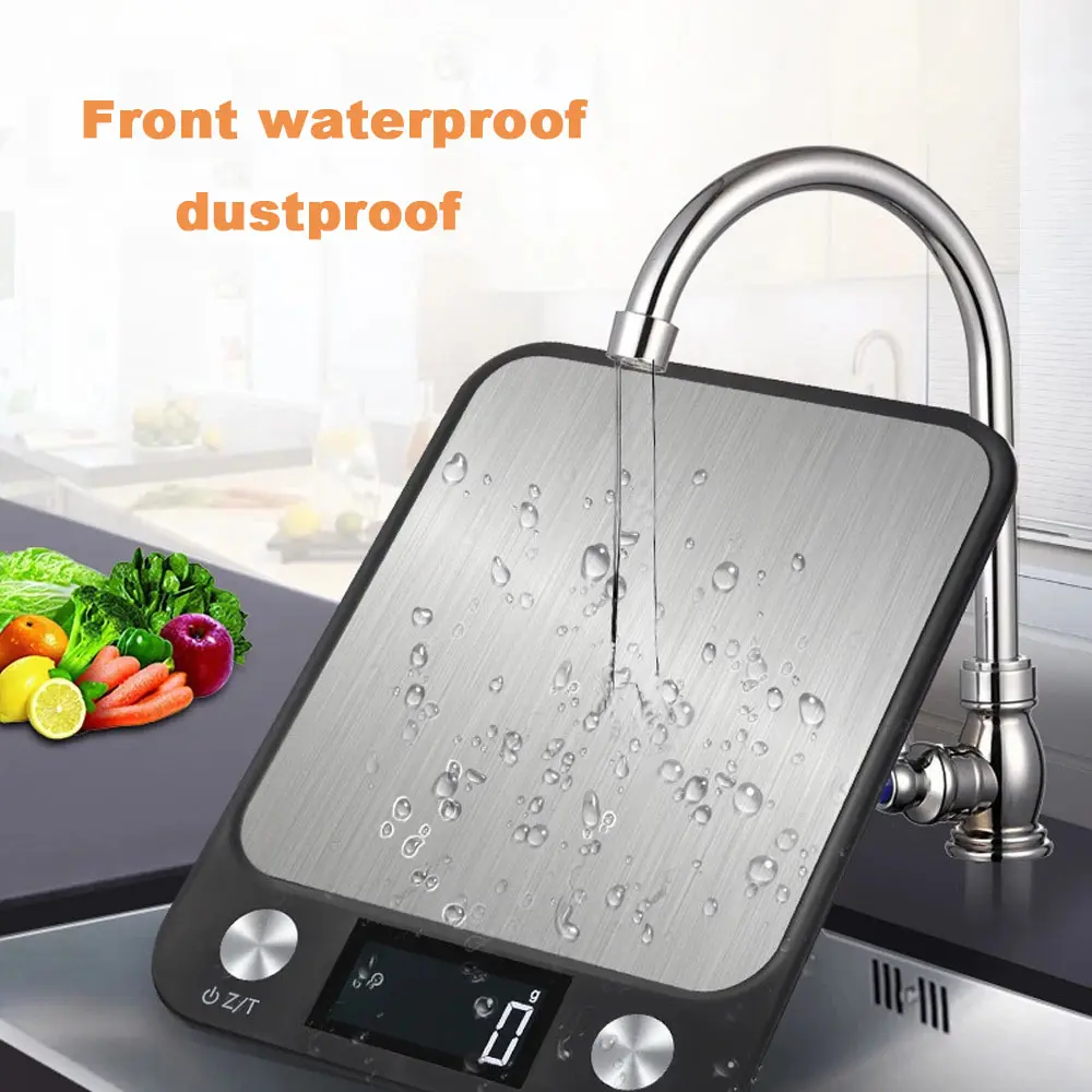 Kitchen Scale 15Kg/1g Baking Weighing Food Coffee Balance Smart Electronic Digital Scales Stainless Steel Design for Cooking