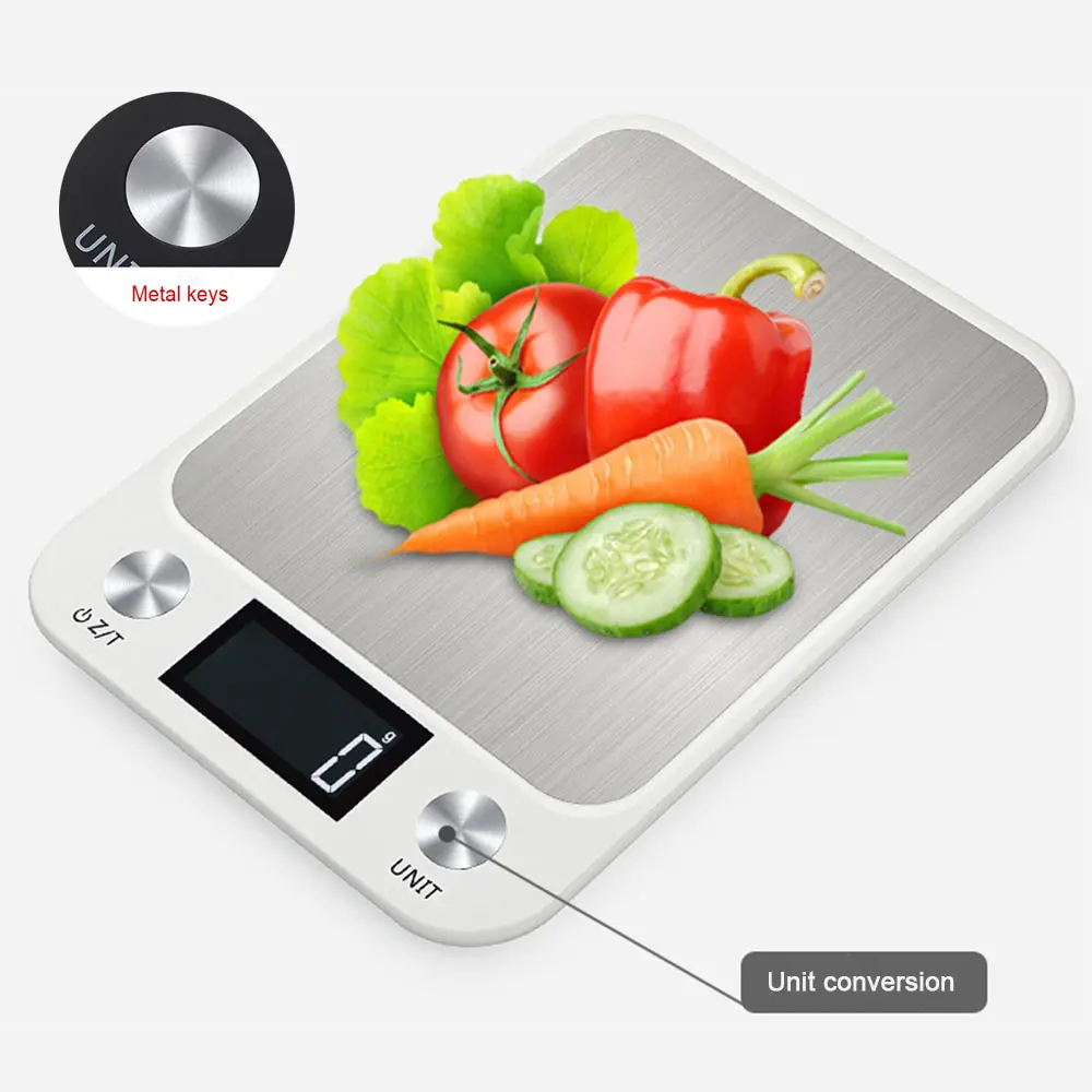 Kitchen Scale 15Kg/1g Baking Weighing Food Coffee Balance Smart Electronic Digital Scales Stainless Steel Design for Cooking