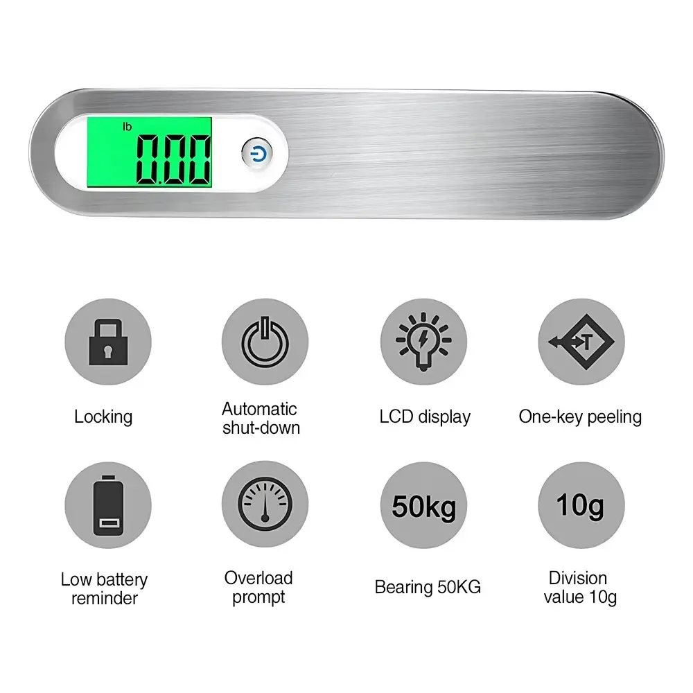 Portable High Precision Scale Digital LCD Display Suitcase Travel Bag Hanging Steelyard Hook Balance Scale Tools 110lb/50kg