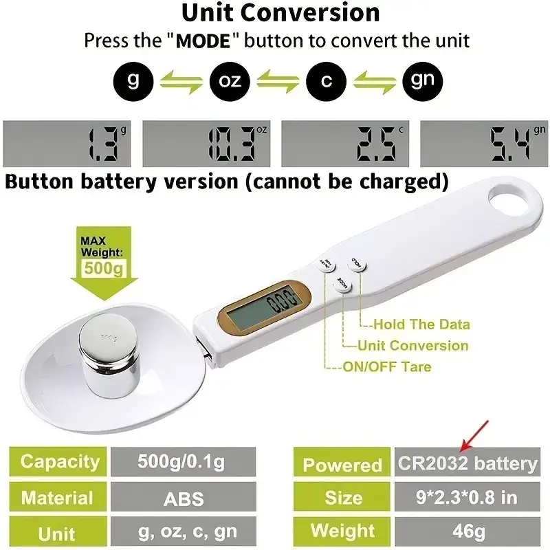 Kitchen Electronic Scale 500g 0.1g LCD Digital Measuring Food Flour Digital Spoon Scale Mini Kitchen Tool for Milk Coffee Scale