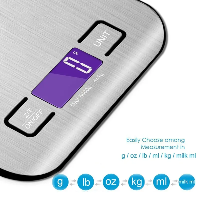 5kg/1g Or 10kg/1g Backlight Digital Kitchen Scale Stainless Steel Platform Weighting Balance Food Scale Rosegold / Silver