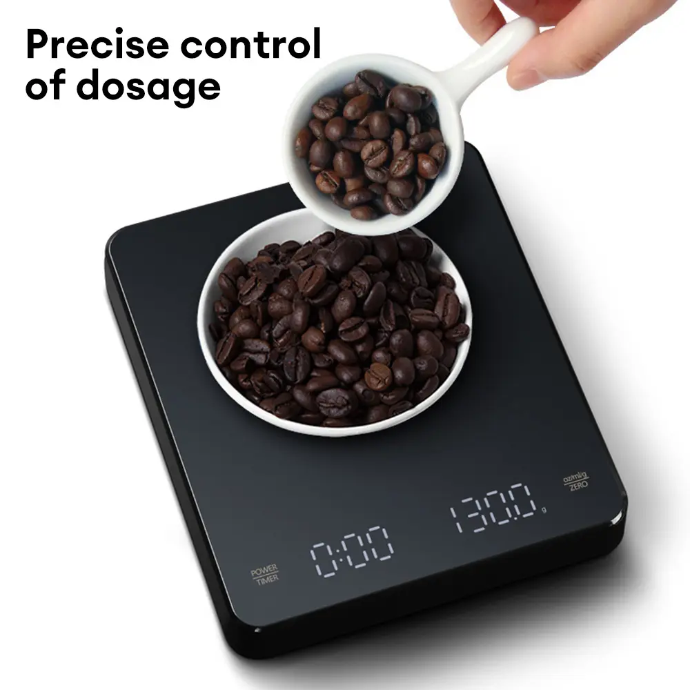 Mini Coffee Scale with Timer Digital Coffee Electronic Scales USB 3kg 0.1g  High Precision Measures LED Screen Espresso Scale