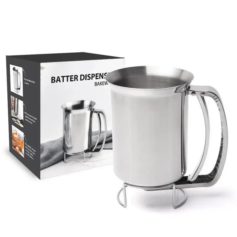 Steel Baking Cupcake Batter Dispenser 600ml Batter Dispenser Funnel Valve Measuring Cup