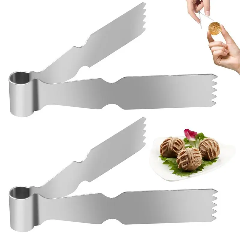 Kitchen Mini Food Tongs 2pcs Bread Clamp For Kitchen Utensils Precision Serrations Stainless Food Tongs Pastry Clamp Tool