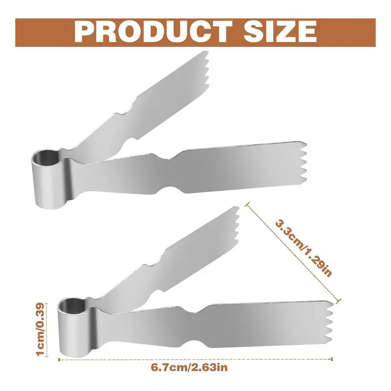 Kitchen Mini Food Tongs 2pcs Bread Clamp For Kitchen Utensils Precision Serrations Stainless Food Tongs Pastry Clamp Tool