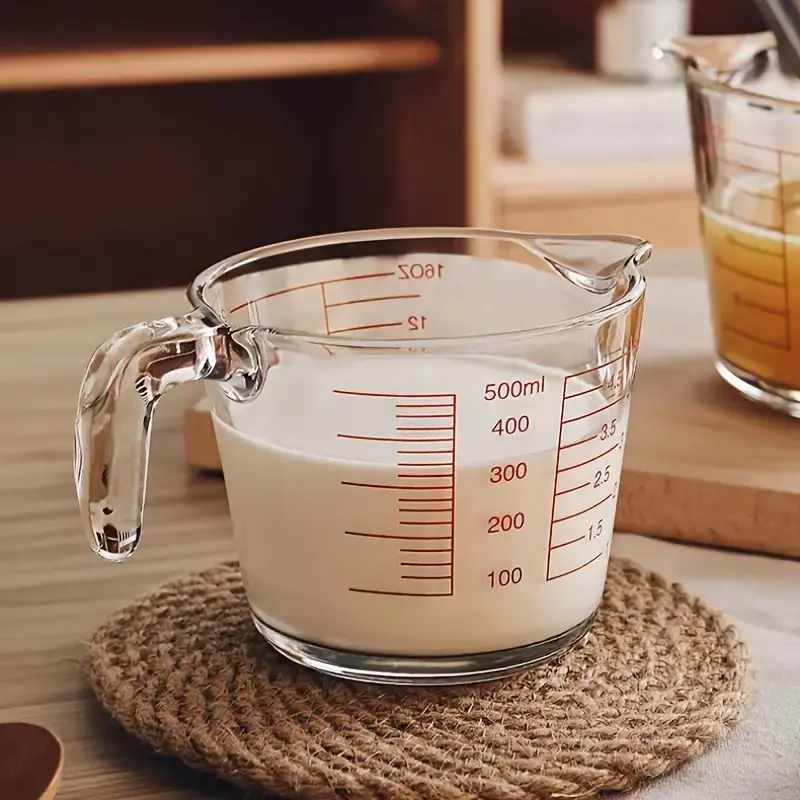 [500ml Microwave Heat-Resistant Cup] 500ml Heat-Resistant Glass Measuring Cup  Precise Scale, Ergonomic Handle, Microwave/Oven S