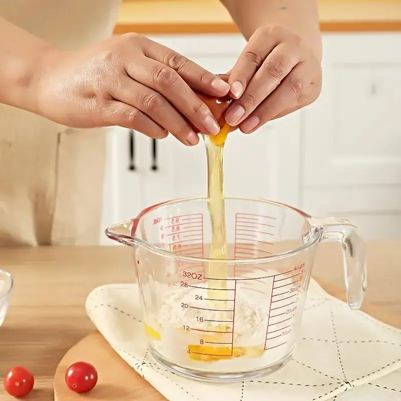 [500ml Microwave Heat-Resistant Cup] 500ml Heat-Resistant Glass Measuring Cup: Precise Scale, Ergonomic Handle, Microwave/Oven S