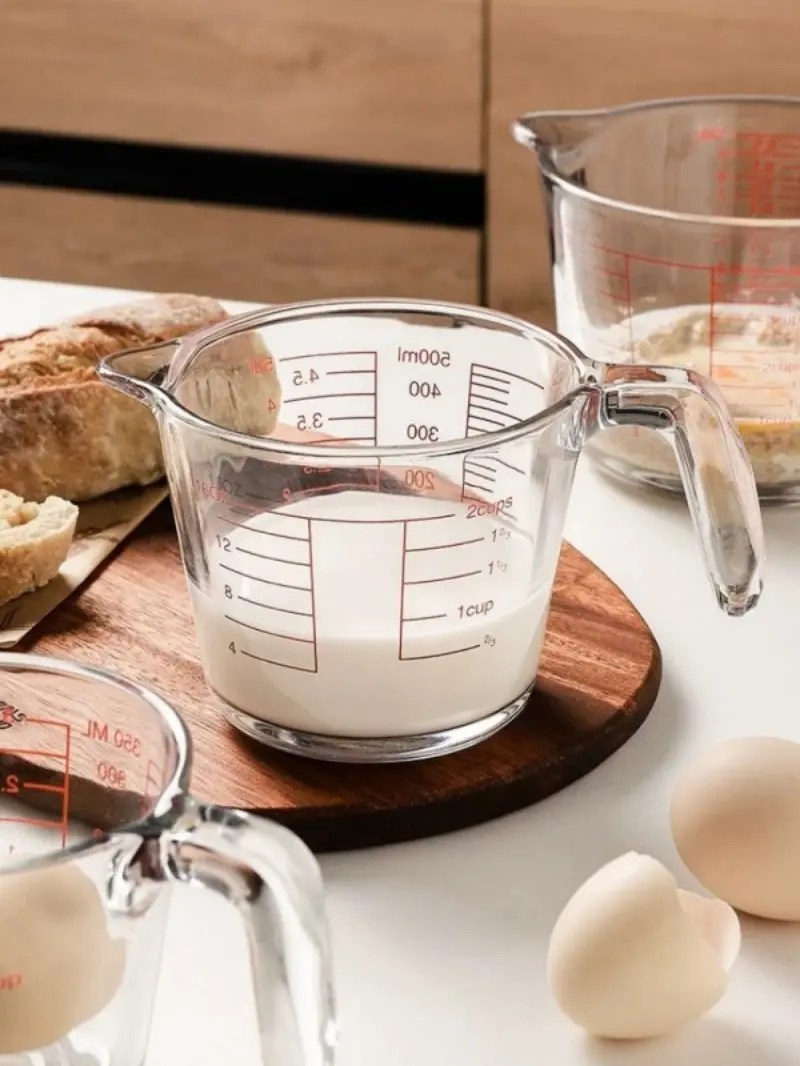 [500ml Microwave Heat-Resistant Cup] 500ml Heat-Resistant Glass Measuring Cup: Precise Scale, Ergonomic Handle, Microwave/Oven S