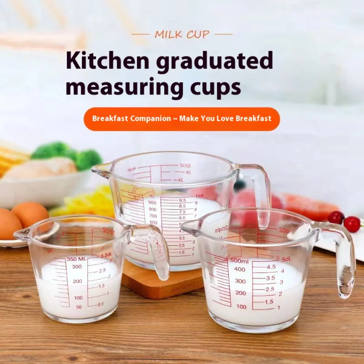 500ml Heat-Resistant Glass Measuring Cup with Precise Scale, Microwave & Oven Safe, Durable Kitchen Measuring Tool for Baking an