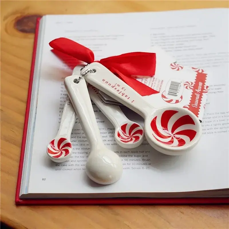 Ceramic Measuring Spoon for Kitchen Baking, Small Spoons, Christmas Snowflake, Creative Modeling, European, Four-Piece