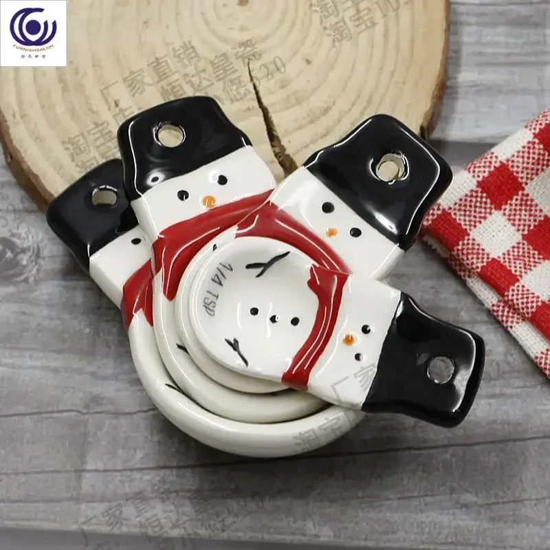 A variety of 3D hand-painted ceramic measuring cups, measuring spoons, baking DIY cakes for home use