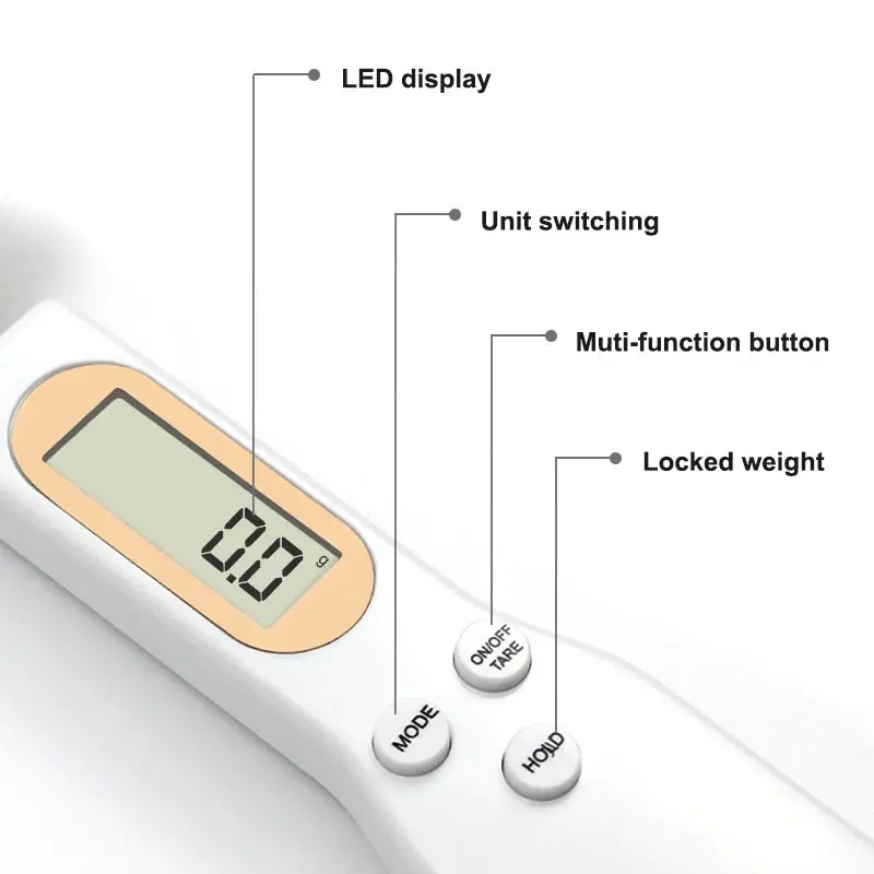 500g/0.1g rechargable spoon Scale LCD Digital Kitchen Measuring Gram Electronic for hanging weighing tool drop shipping