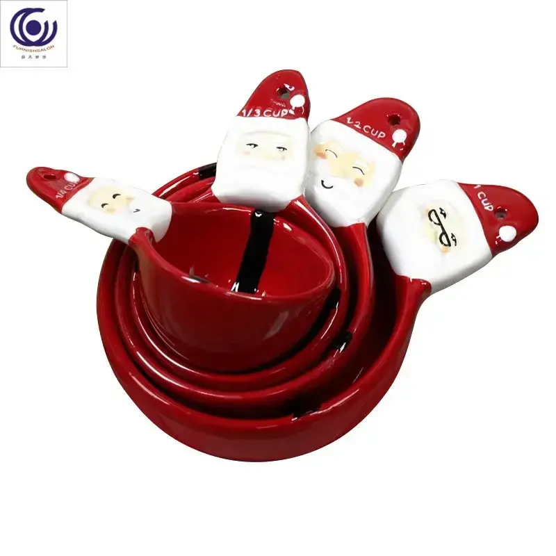 A variety of 3D hand-painted ceramic measuring cups, measuring spoons, baking DIY cakes for home use