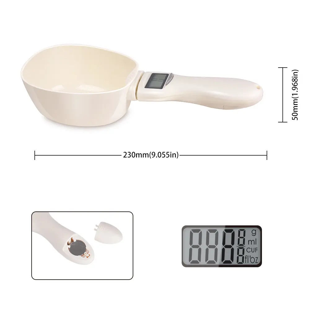 Pet Food Scale LCD Electronic Precision Weighing Tool Dog Cat Feeding Food Measuring Spoon Digital Display Kitchen Scale