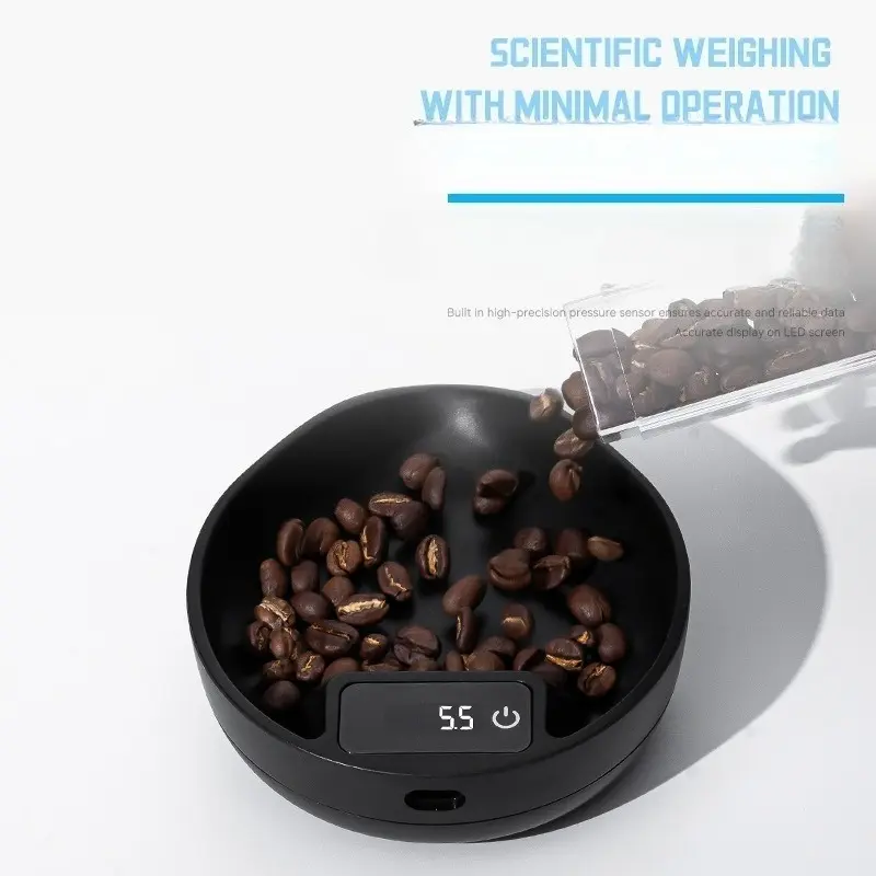 Mini Digital Coffee Scale 0.1g Precision, Espresso Brewing Weighing Scale with Bean Plate, Portable for Kitchen Travel Outdoor