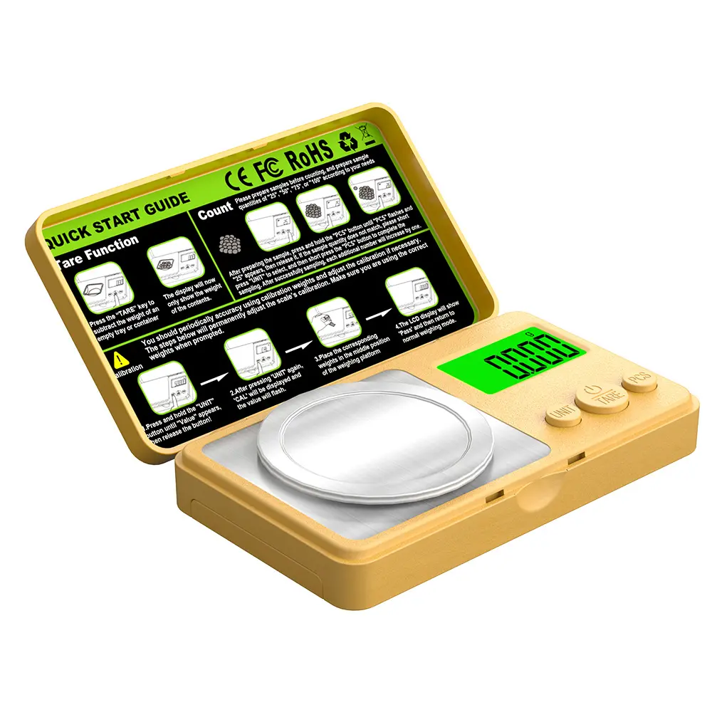 [7 Mold High-Precision 0.001g Microscopic Grade] Golden Smart Counting Food Scale | Comes with Professional Calibration + Automatic Parts | Flip-Top Design + Ultra-Thin 2cm Portable | 7 Units Including Jewelry Ct/Gn Mode | Hd Backlight | Automatic Shutdown | Does Not Include Batteries