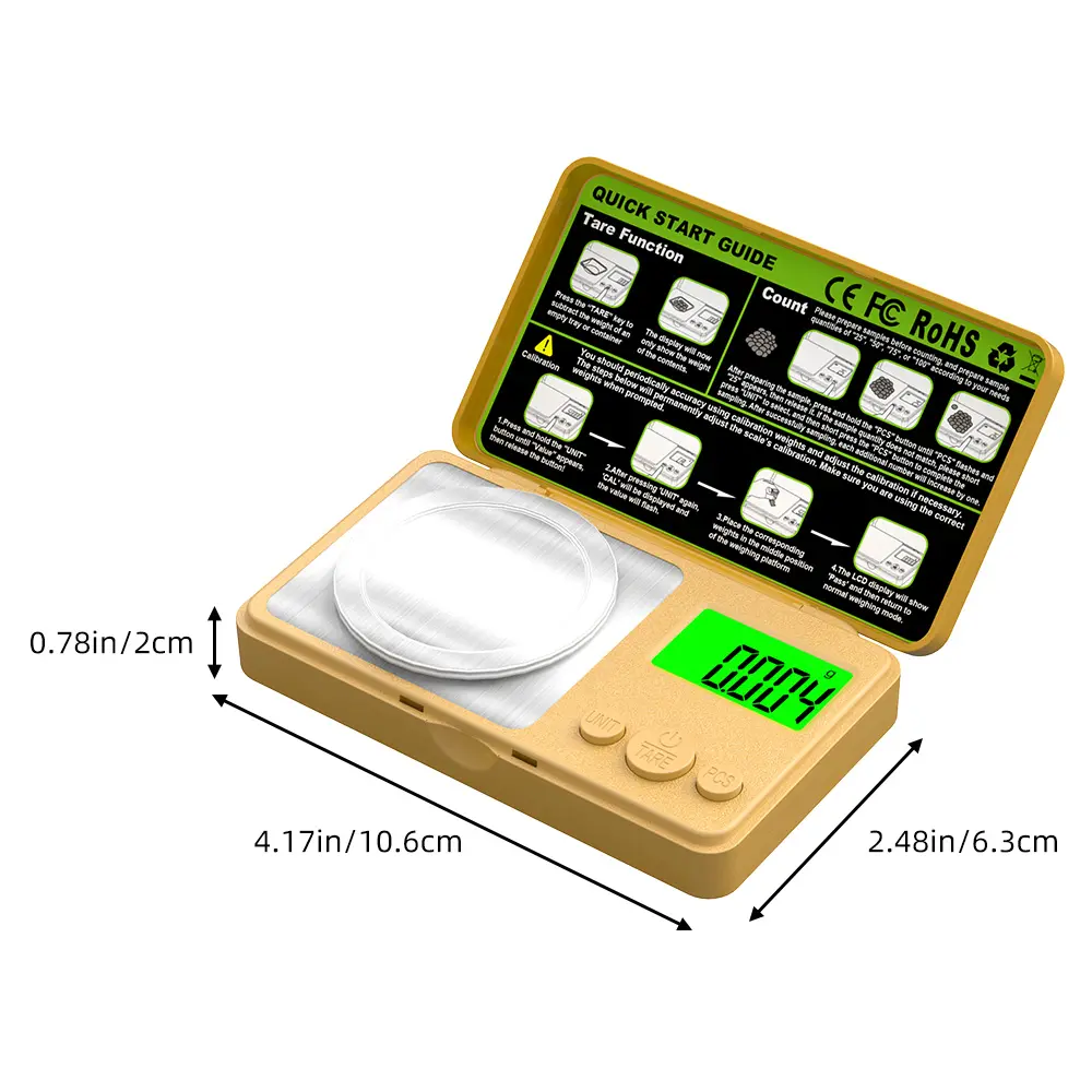 [7 Mold High-Precision 0.001g Microscopic Grade] Golden Smart Counting Food Scale | Comes with Professional Calibration + Automatic Parts | Flip-Top Design + Ultra-Thin 2cm Portable | 7 Units Including Jewelry Ct/Gn Mode | Hd Backlight | Automatic Shutdown | Does Not Include Batteries