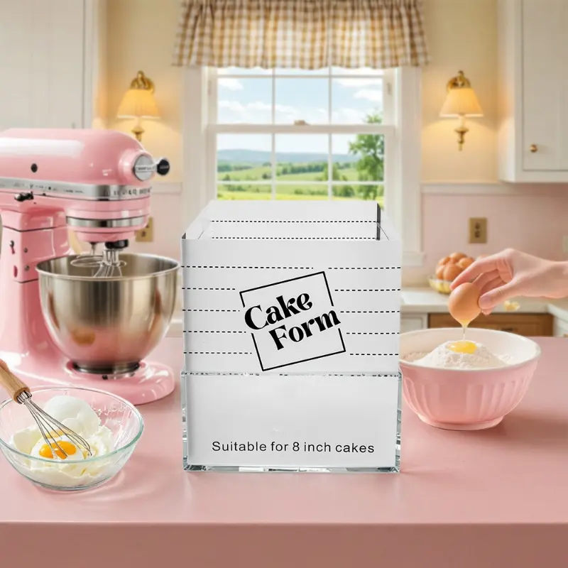 Adjustable Square Cake Ring Mold Fondant Tool Retractable Mousse Pastry Ring With Scale Acrylic Reusable Baking Cake Decor Tools