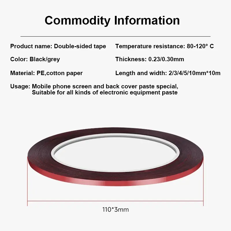 3mm Double Sided Adhesive Tape for CellPhone Tablet LCD Screen Back Cover High Temperature Resistance Sealing Tape