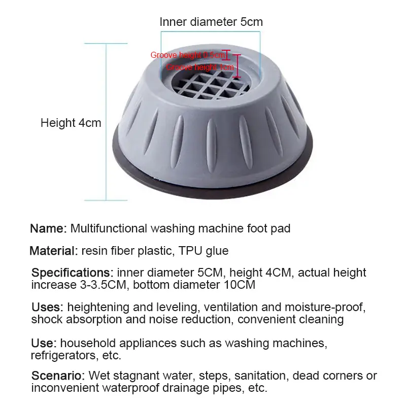 Anti Vibration Feet Pads Rubber Legs Slipstop Silent Skid Raiser Mat For Washing Machine Support Dampers Stand Accessories Tools