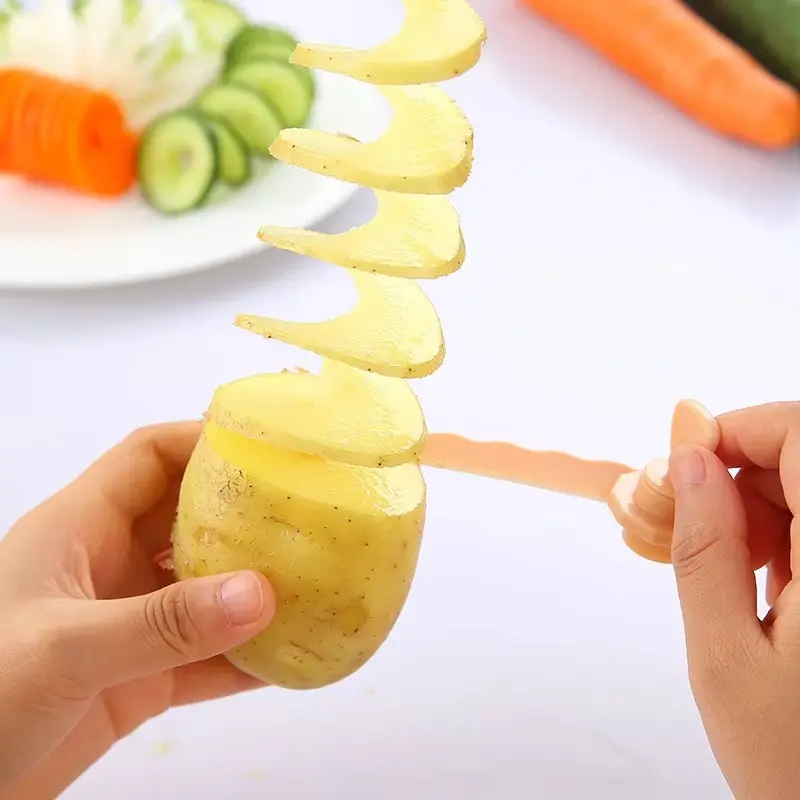 1Set Stainless Steel Whirlwind Potato Slicer Rotate Potato Cutter Twisted Potato Spiral Slicer Creative Home and Kitchen Gadgets