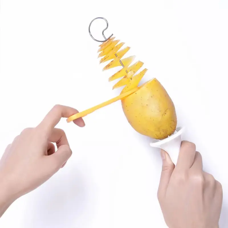 1Set Stainless Steel Whirlwind Potato Slicer Rotate Potato Cutter Twisted Potato Spiral Slicer Creative Home and Kitchen Gadgets