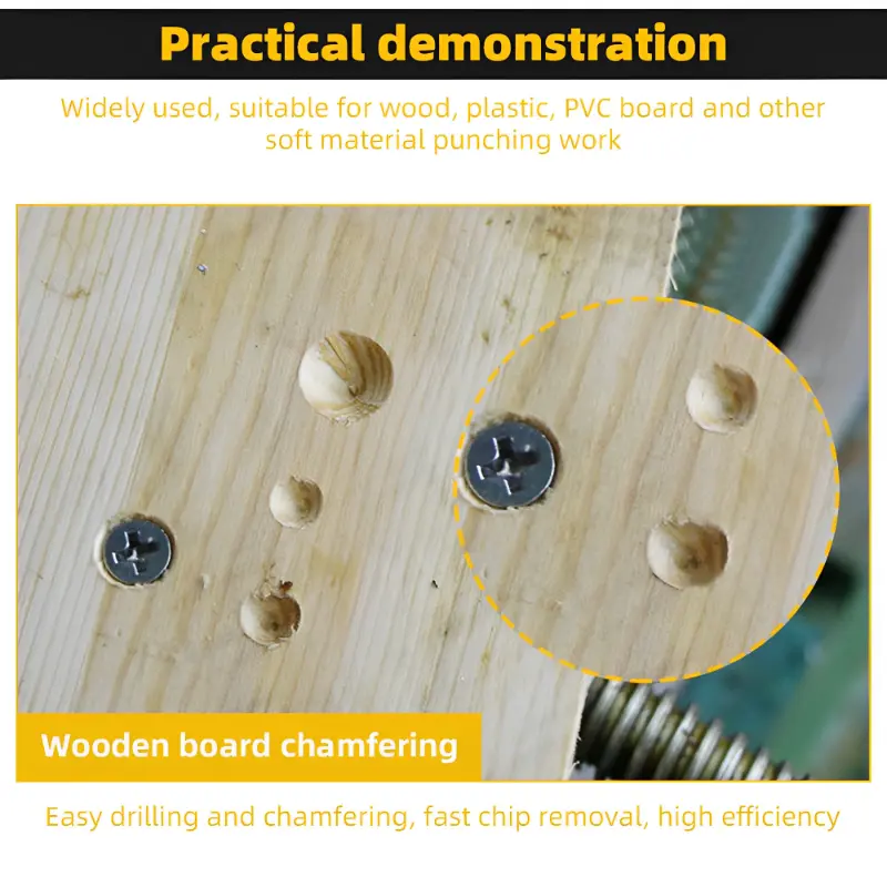 Hexagonal Shank Six-Blade Chamfering Countersink Tool Carbon Steel Sandblasting Chamfering Knife Woodworking Hole Opener