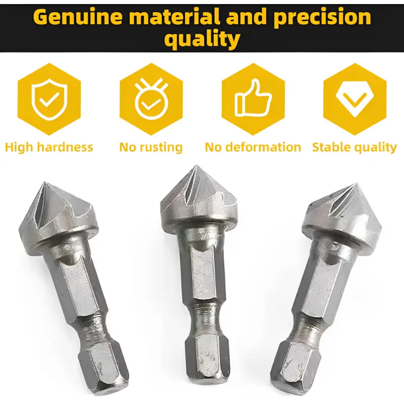 Hexagonal Shank Six-Blade Chamfering Countersink Tool Carbon Steel Sandblasting Chamfering Knife Woodworking Hole Opener