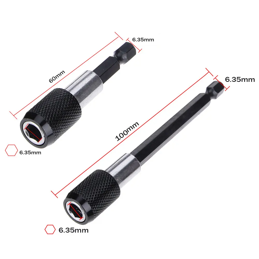 1/4 Inch Hex Shank Quick Release Screwdriver Magnetic Bit Holder with Adjustable Collar Extension Bar 60mm 100mm 150mm