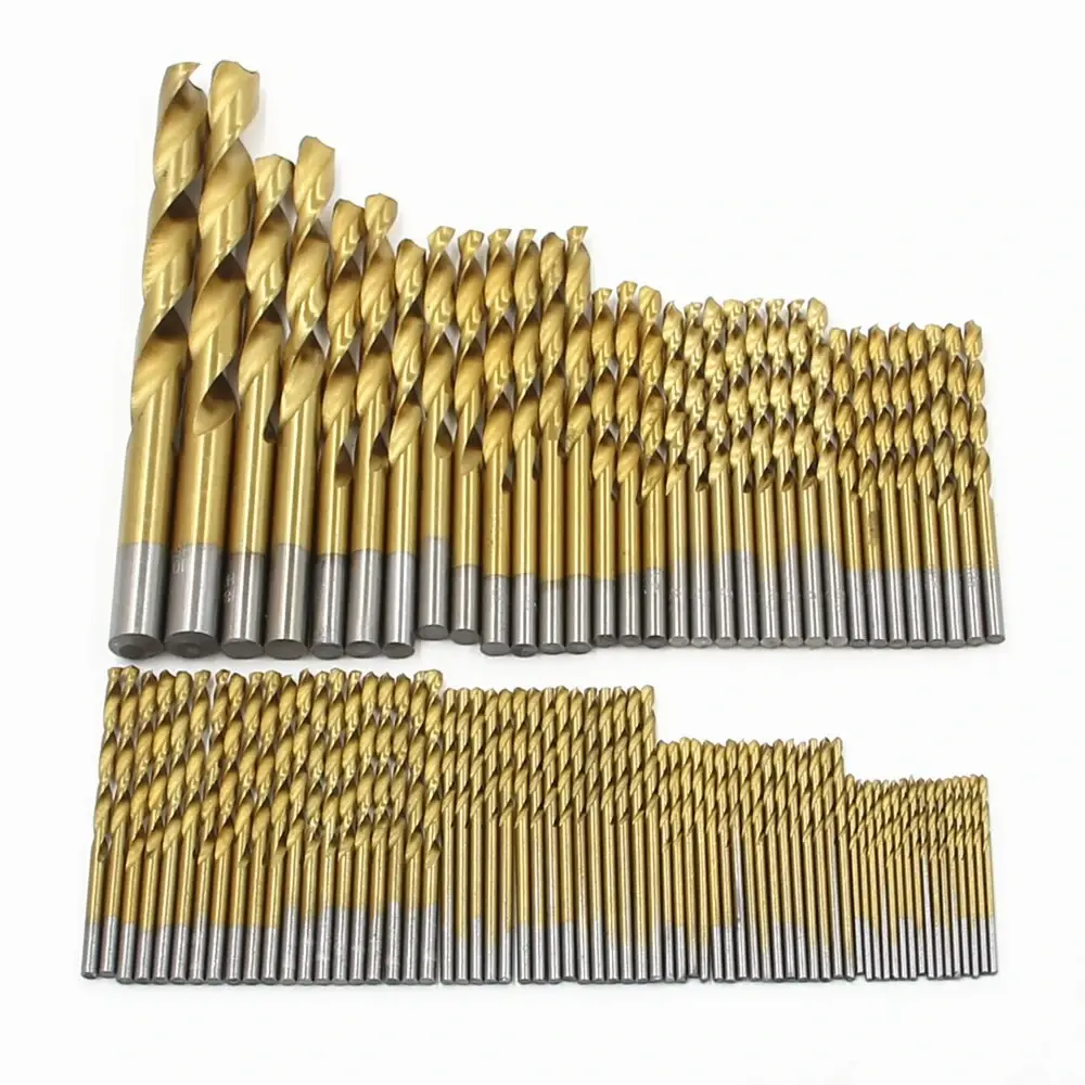 99Pcs 1.5mm - 10mm Titanium Coated Drill Bits HSS High Speed Steel Drill Bits Set Tool High Quality Power Tools Woodworking Hole