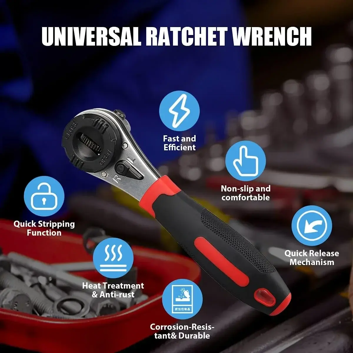 Adjustable 6-22 Ratchet Wrench Multi-Function Auto Repair Quick Release Combinat