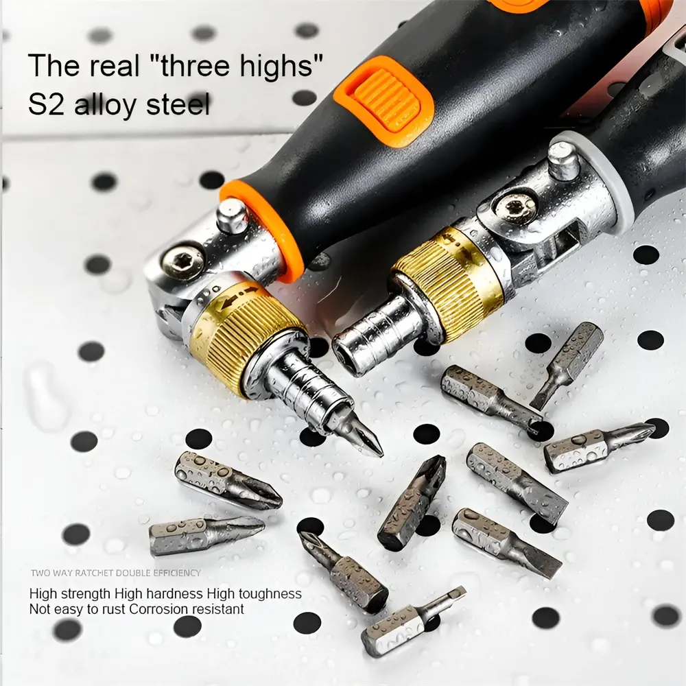 10 In 1 Portable Ratchet Screwdriver - Magnetic Multi-Angle Screwdriver Set with Hidden Bits, Corner Access Tool DIY