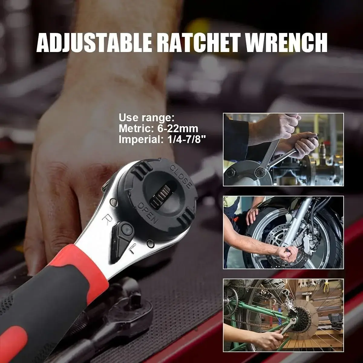 Adjustable 6-22 Ratchet Wrench Multi-Function Auto Repair Quick Release Combinat