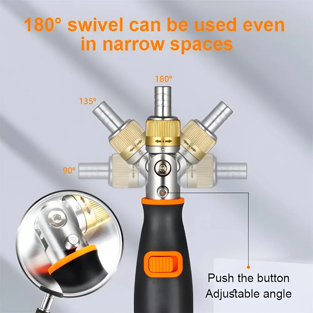 10 In 1 Portable Ratchet Screwdriver - Magnetic Multi-Angle Screwdriver Set with Hidden Bits, Corner Access Tool DIY