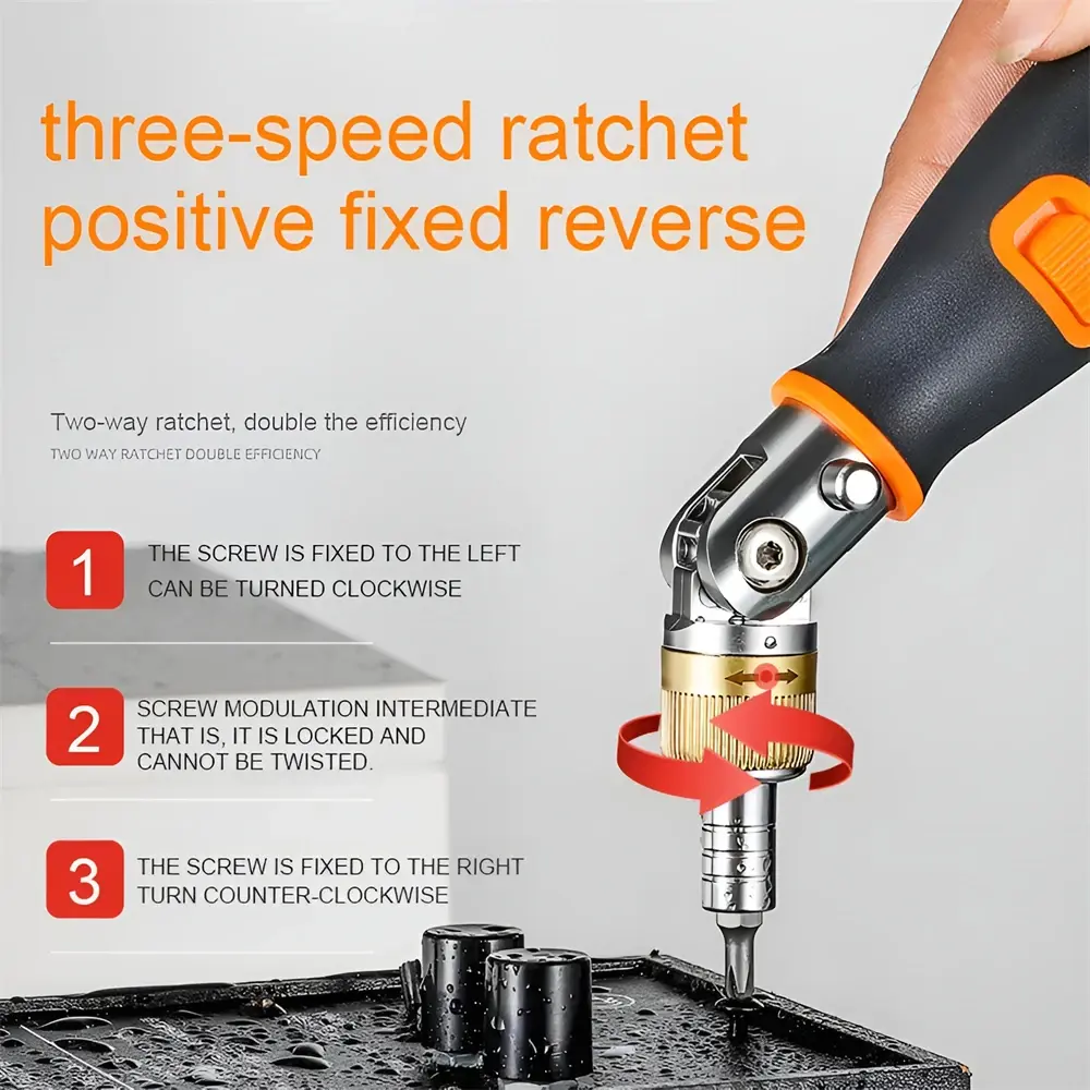 10 In 1 Portable Ratchet Screwdriver - Magnetic Multi-Angle Screwdriver Set with Hidden Bits, Corner Access Tool DIY