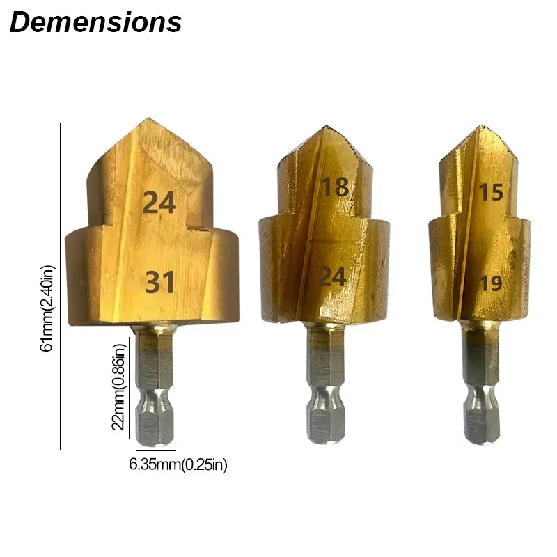 3Pcs PPR Lifting,Stepped Drill Bit,Hexagon Shank Water Pipe Connection Tool 20/25/32mm,Full Open Process Drill Bit Drilling Tool