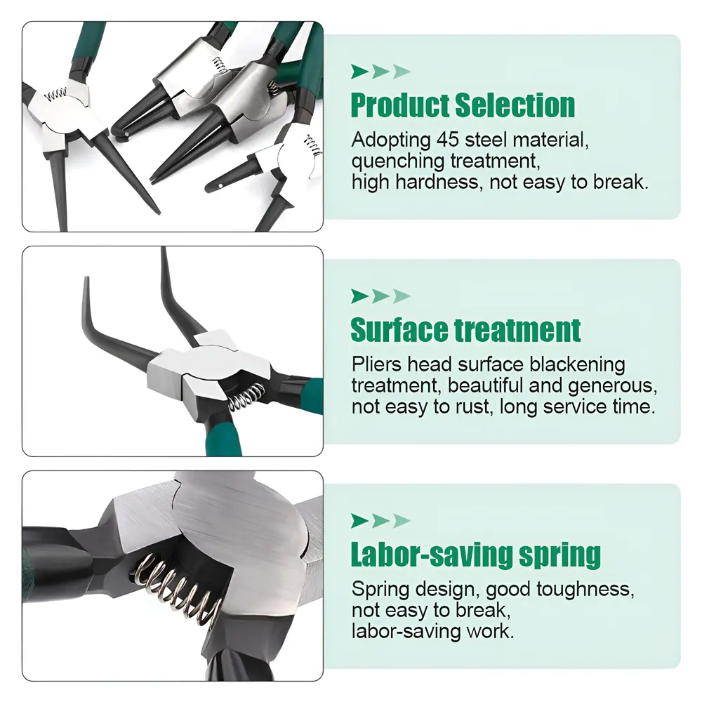 7 Inch Internal External Pliers Retaining Clip Carbon Steel Multifunctional Snap Ring Circlip Pliers Professional Hand Tool