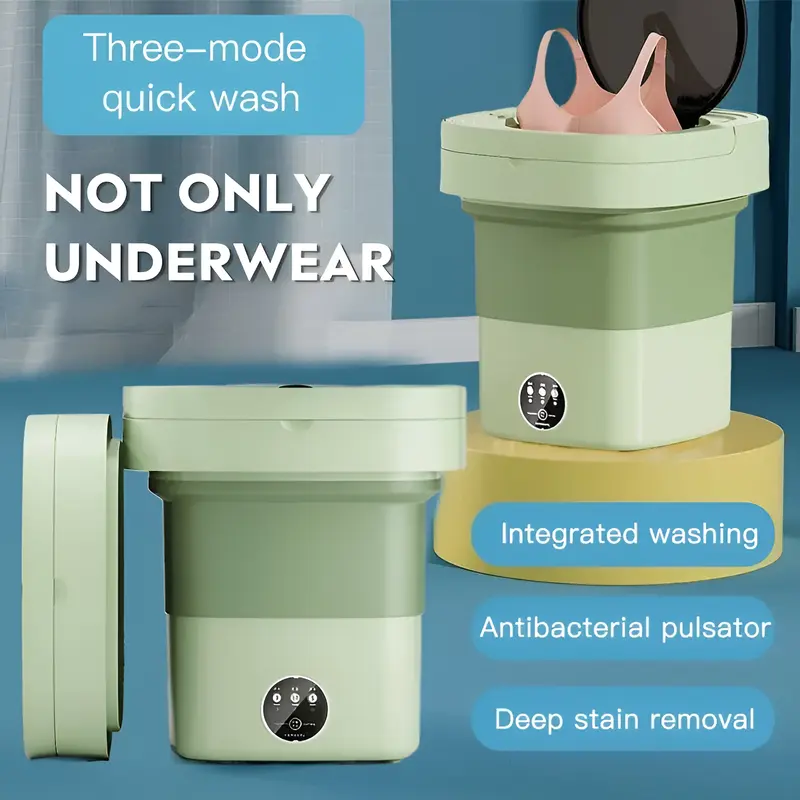 8.5L  Foldable Washing Machine Mini Socks Underwear Panties Washing Machine  with Spin Dryer Bucket for Clothes Travel