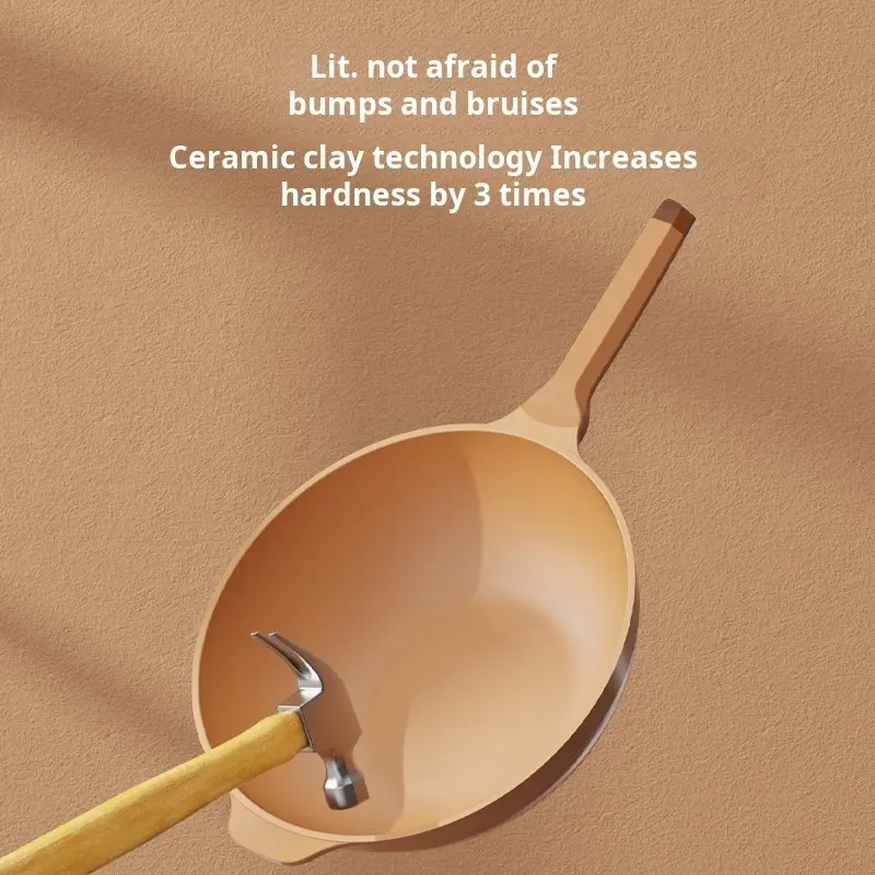 Multifunctional titanium alloy nonstick frying pan Home cooking pan without coating less fume frying