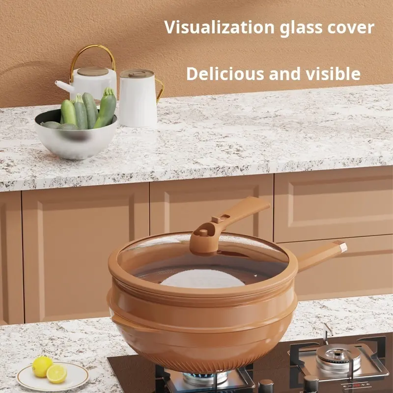Multifunctional titanium alloy nonstick frying pan Home cooking pan without coating less fume frying