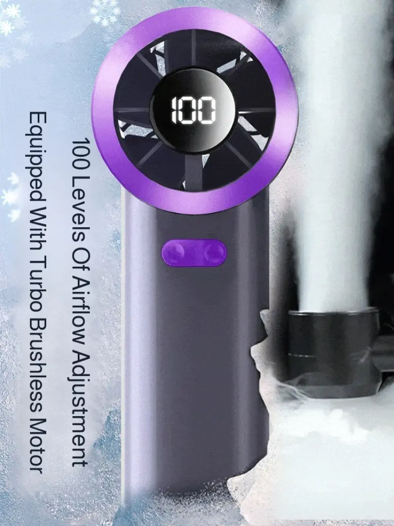 Super Strong Wind Handheld Fan Mini Handheld Turbo Fan  with Led Display and 100 Wind Speed Adjustment Usb Charging 3 Gear Wind