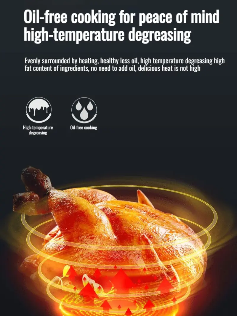 3.2L Air Fryer Electric Fryer Cooking Large Capacity Smart Oil Free French Fry Machine Oven Automatic Kitchen 360°Baking