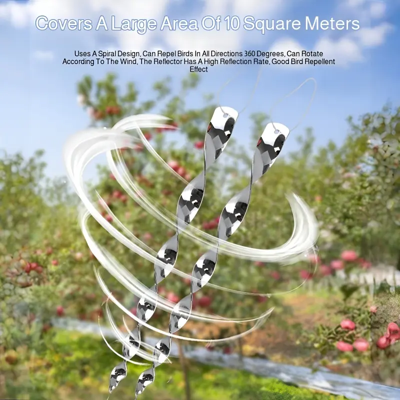 12/24pcs Colorful Spiral Bird Repellent Stick Outdoor Garden Wind-turned Bird Repellent Outdoor Balcony Bird Repellent Stick
