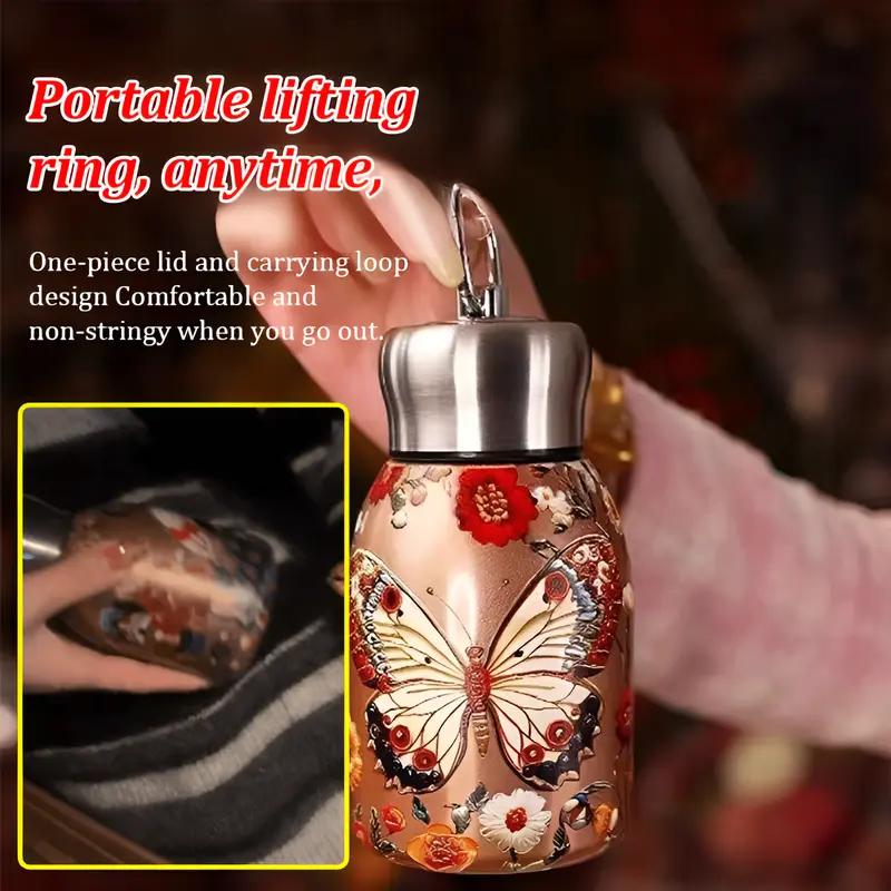 316 Stainless Steel Insulated Mug Portable Large Capacity Pocket Cup 3D Embossed Direct Drinking Big Belly Cup 316 Leak Proof